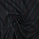 Polyviscose tissée-teinte rayée rouge et gris fond noir