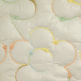 Mutelass embroidered multicolored flowers ecru background