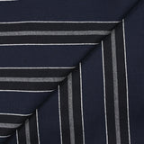 Black and gray striped wool twill with navy background