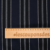 Black and gray striped wool twill with navy background