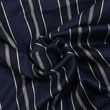 Black and gray striped wool twill with navy background