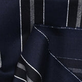Black and gray striped wool twill with navy background