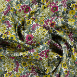 Cotton print Matilde Flowers Fuchsia and Yellow per meter