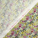 Cotton print Matilde Flowers Fuchsia and Yellow per meter
