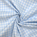 Popeline polycoton tissée-teinte à carreaux Auguste bleu fond blanc