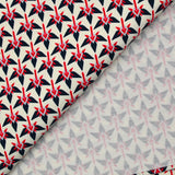 Coton et viscose imprimé graphique rouge fond écru