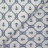 Polycotton printed knot and ink white background