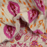 Double gauze padded double side Indian gurugram pink background ecru per meter