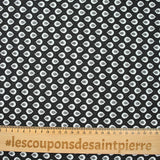 Jacquard polyviscose goutte d'eau fond noir