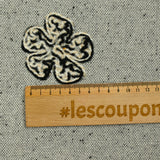 Polyviscose natté motifs floraux floqués gris