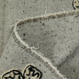 Polyviscose natté motifs floraux floqués gris