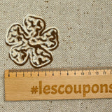 Polyviscose natté motifs floraux floqués marron