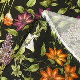Viscose imprimée bouquet sauvage fond marron