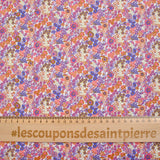 Flores de estampado de algodón Matilde Coral y lavanda por metro