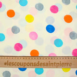 Multicolored polka dot printed viscose with ecru background