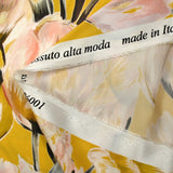 Satin de soie imprimé tulipes sauvages fond moutarde