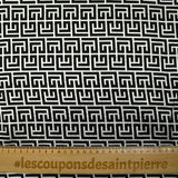 Satin de soie imprimé monogramme fond blanc