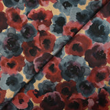 Satin de soie imprimé nuage de fleurs fond doré