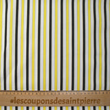 Coton tissé teint rayé Gloria jaune et noir fond blanc