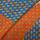 Satin de soie imprimé patchwork cachemire orange, moutarde et bleu