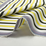 Coton tissé teint rayé Gloria jaune et noir fond blanc