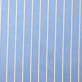 Striped woven-dyed polyviscose satin with sky blue background