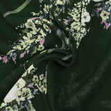 Country printed viscose muslin dark green background