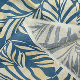 100% Lin imprimé feuille bleu