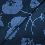 Satin de soie imprimé pavots bleu ardoise fond marine