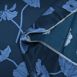 Satin de soie imprimé pavots bleu ardoise fond marine