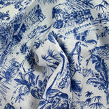 100% Lin Print Live Natural Marine White background