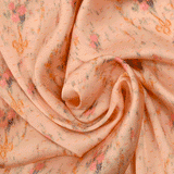 Satin polyester imprimé abstrait fond saumon