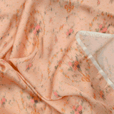 Satin polyester imprimé abstrait fond saumon