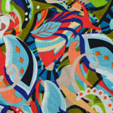 Algodón estampado Zélia azul, caqui y naranja