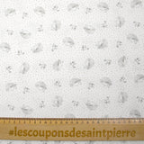 Piqué de coton imprimé hérisson et pois taupe fond blanc