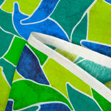 Green and blue printed polycoton printed