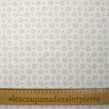 Piqué de coton imprimé brindille dans le vent beige fond blanc