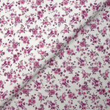 Piqué de coton imprimé les fleurs de Louna violet fond blanc