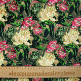 Velvet jersey fuchsia flowers and gold burnout background