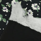 Viscose matelassée fleurs vertes fond bleu nuit envers noir