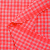 Seersucker Vichy rose fluo et blanc
