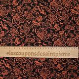 Mousseline imprimée cachemire orange fond noir