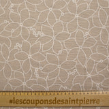 Crêpe floqué Mathilda fleurs blanche fond beige