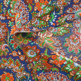 Crêpe viscose imprimé cachemire en fleurs fond bleu roi