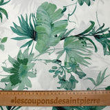 Viscose imprimée jungle en aquarelle vert fond blanc