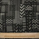 Maille Milano polyviscose chevrons patchwork gris fond noir
