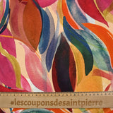 Jersey de viscose imprimé aquarelle multicolore fond beige