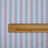 Popeline de coton tissée-teinte rayée rose, rouge et ciel