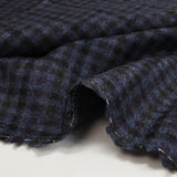 Flanelle de laine mélangée à carreaux fond marine