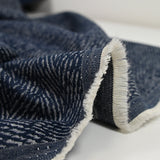 Jean's jacquard de coton et soie Anaïs marine